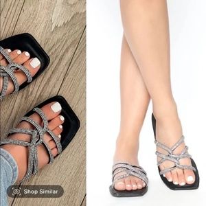 Rhinestones black slides new size 7